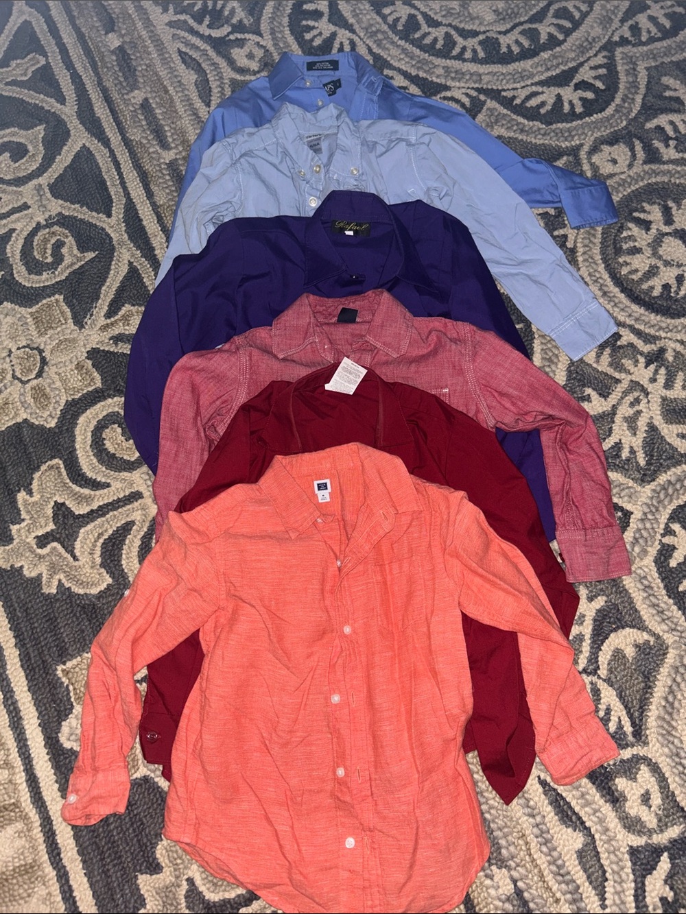 Van Heusen Mixed Color Boys' Button-Down Shirts — Coral, Red, Purple, Light Blue